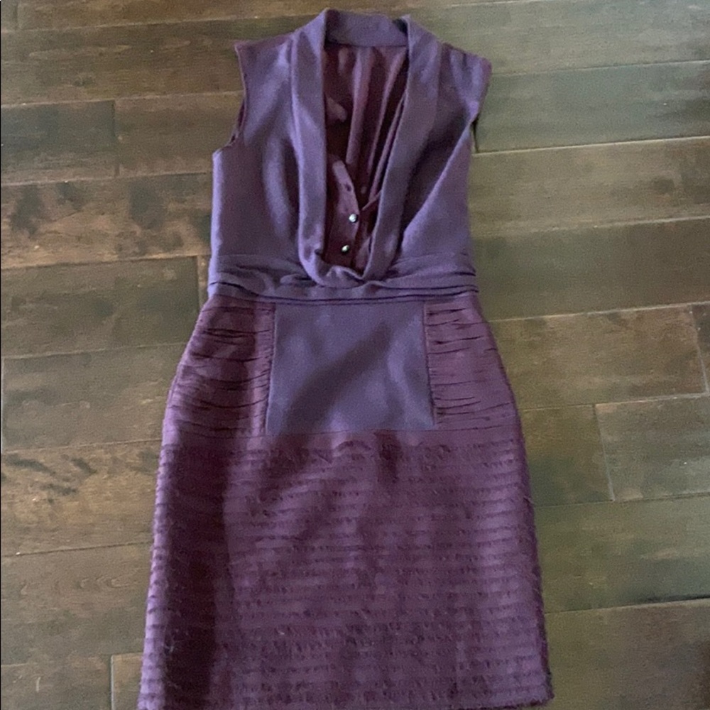 Designer Collection Rachel Roy Eggplant wool and silk dress black tie dress